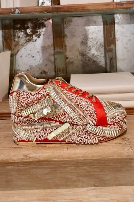 Tiesta Poppy Bridal Sneaker Platform Wedges 