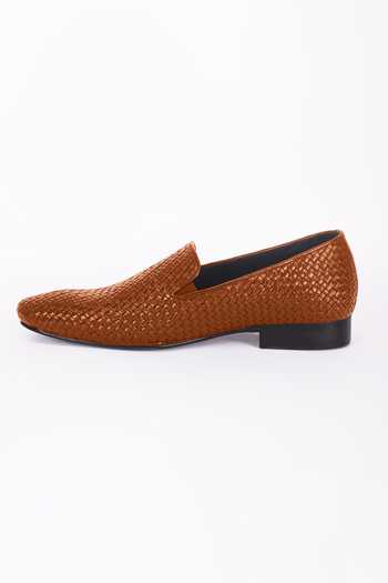 Bubber Couture_Brown Easton Mesh Pointed-toe Moccasin Shoes _Online_at_Aza_Fashions