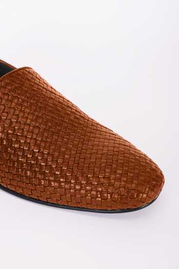 Buy_Bubber Couture_Brown Easton Mesh Pointed-toe Moccasin Shoes _Online_at_Aza_Fashions