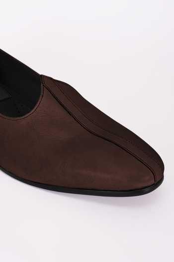 Buy_Bubber Couture_Brown Lawson Solid Pointed-toe Mojdi _Online_at_Aza_Fashions