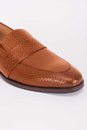 Buy_Bubber Couture_Brown Mason Mesh Pointed-toe Moccasin Shoes _Online_at_Aza_Fashions
