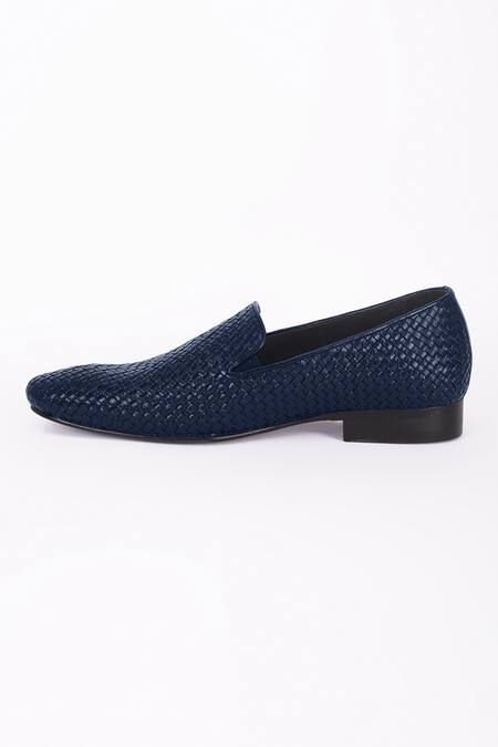 Bubber Couture_Blue Phoenix Mesh Pointed-toe Moccasin Shoes _Online_at_Aza_Fashions