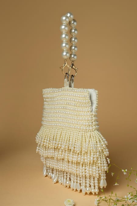 ClutcH'D Pearl Embellished Tassel Bag 