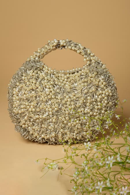 Clutch'D Raw Silk Embellished Bag 