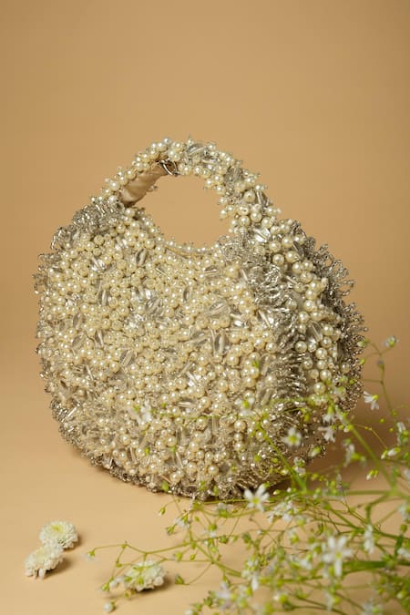 ClutcH'D Raw Silk Embellished Bag 