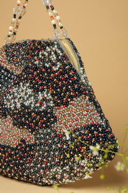 ClutcH'D Blue Pearls Abstract Hand Embroidered Bag Online at Aza Fashions ClutcH'D_Blue Pearls Abstract Hand Embroidered Bag _Online_at_Aza_Fashions