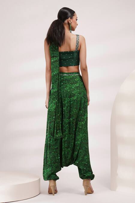 Breathe By Aakanksha Singh Summer Printed Pre-Draped Dhoti Saree With Blouse 