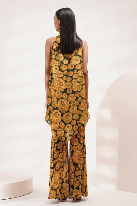 Breathe By Aakanksha Singh Susan Asymmetric Printed Tunic & Sharara Set For Kids