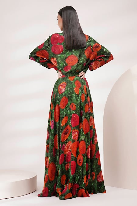 Shop Breathe By Aakanksha Singh Multi Color Cotton, Voile, Silk Embroidery Tree Rose Print Shirt And Skirt Set at Aza Fashions Shop_Breathe By Aakanksha Singh_Multi Color Cotton, Voile, Silk Embroidery Tree Rose Print Shirt And Skirt Set _at_Aza_Fashions