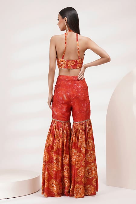 Breathe By Aakanksha Singh Forsy Printed Blouse Sharara Set For Kids