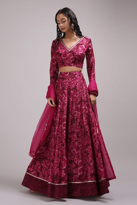 Breathe by Aakanksha Singh Gulmohar Print Lehenga Set 