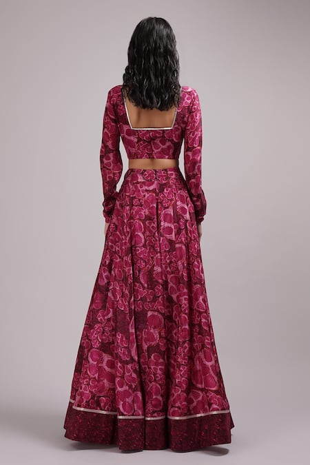 Breathe By Aakanksha Singh Gulmohar Print Lehenga Set 