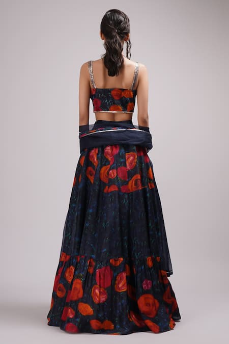 Breathe By Aakanksha Singh Linnea Flower Print Lehenga Set For Kids