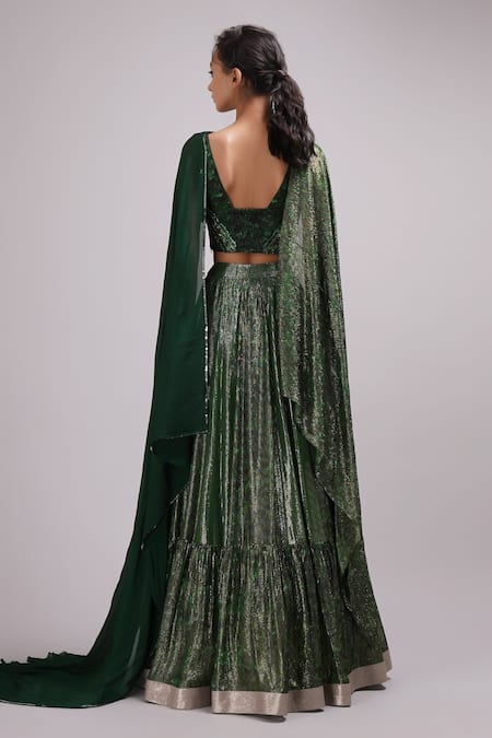 Breathe By Aakanksha Singh Madelief Shimmer Embroidered Lehenga Set With Cape 