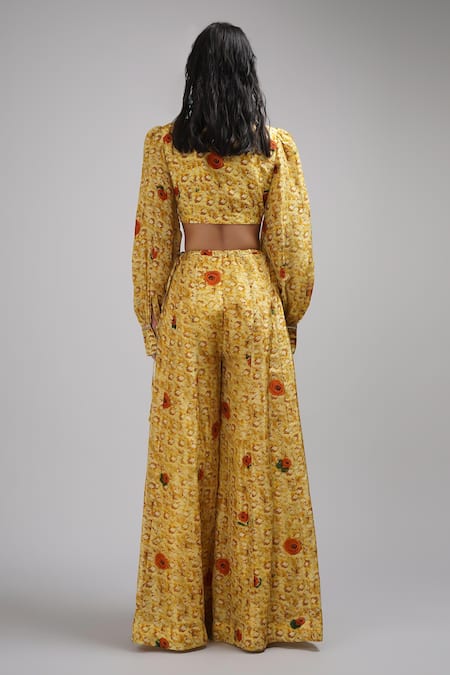 Breathe By Aakanksha Singh Arbor Print Cropped Top With Sharara For Kids