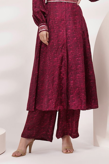 Buy Breathe By Aakanksha Singh Purple Cotton, Silk Embroidery V-neck Sakura Printed Kurta Pant Set Online at Aza Fashions Buy_Breathe By Aakanksha Singh_Purple Cotton, Silk Embroidery V-neck Sakura Printed Kurta Pant Set _Online_at_Aza_Fashions