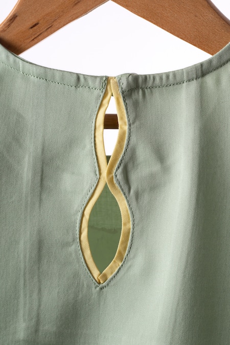 Shop_Studio Y_Green Cotton Applique Butterfly Flitter Dress _Online_at_Aza_Fashions