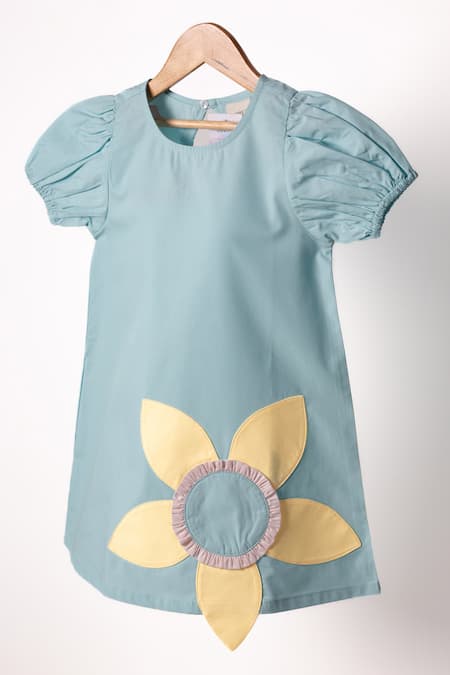 Studio Y Blue Cotton Applique Flower Magical Tiara Dress  