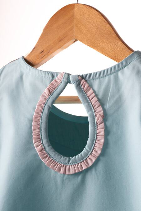 Buy Studio Y Blue Cotton Applique Flower Magical Tiara Dress Online at Aza Fashions Buy_Studio Y_Blue Cotton Applique Flower Magical Tiara Dress_Online_at_Aza_Fashions