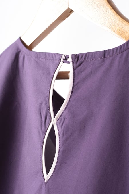 Shop_Studio Y_Purple Cotton Applique Butterfly Nectar Quest Dress_Online_at_Aza_Fashions