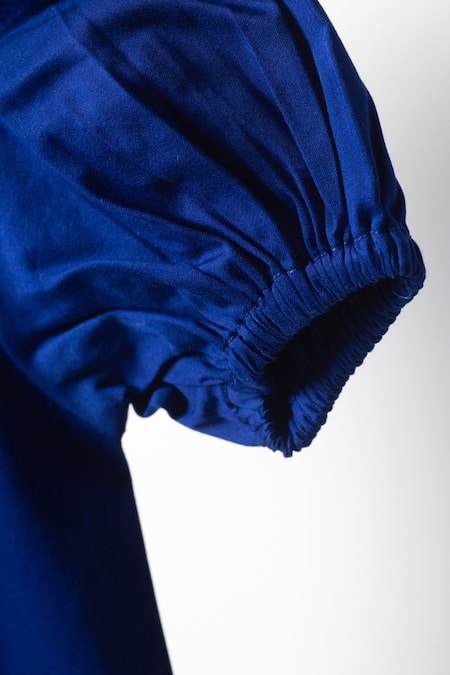 Buy_Studio Y_Blue Cotton Applique Flower Wild Glory Dress_Online_at_Aza_Fashions
