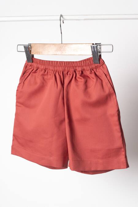 Studio Y_Brown Cotton Applique Truck Shirt And Shorts Set_Online_at_Aza_Fashions