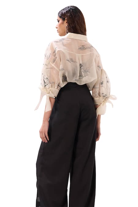Sahil Kochhar Black Rayon Applique Olivia Floral Pant Online at Aza Fashions Sahil Kochhar_Black Rayon Applique Olivia Floral Pant _Online_at_Aza_Fashions