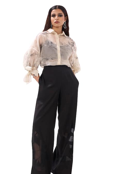 Buy Sahil Kochhar Black Rayon Applique Olivia Floral Pant Online at Aza Fashions Buy_Sahil Kochhar_Black Rayon Applique Olivia Floral Pant _Online_at_Aza_Fashions