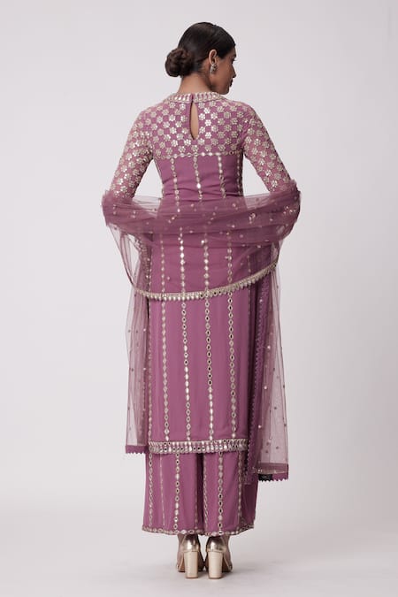 Vvani By Vani Vats Mirror Embroidered Straight Kurta Pant Set 