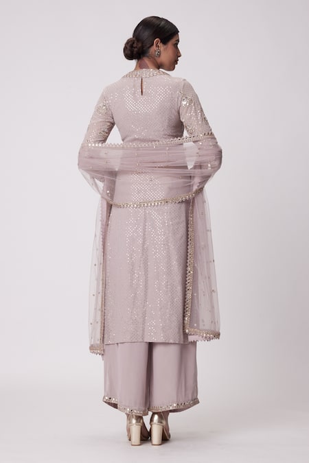 Vvani By Vani Vats Mirror Embroidered Kurta Pant Set 