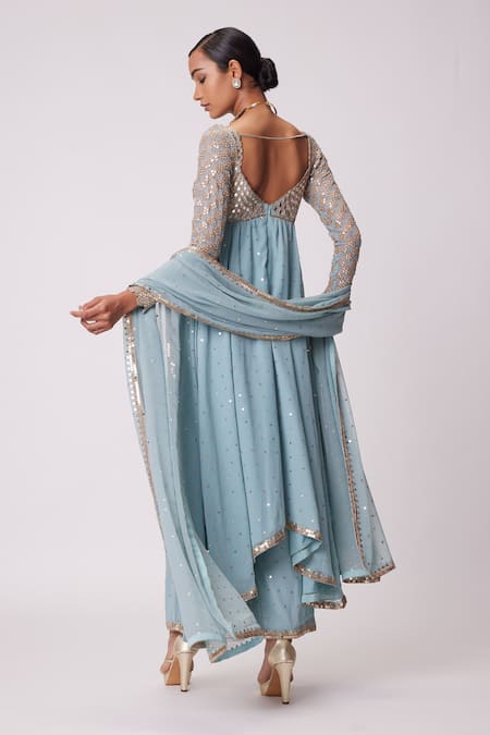 Vvani By Vani Vats Hand Embroidered Anarkali Pant Set 
