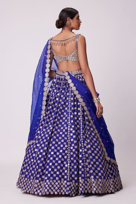 Vvani By Vani Vats Floret Mirror Embroidered Bridal Lehenga Set 