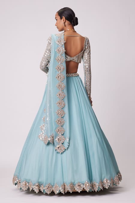 Vvani By Vani Vats Cutwork Mirror Embroidered Lehenga Set 