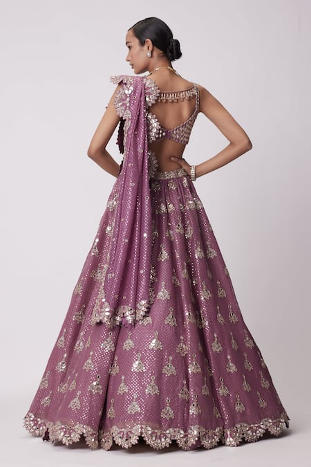 Vvani By Vani Vats Mirror Butti Embroidered Bridal Lehenga Set 