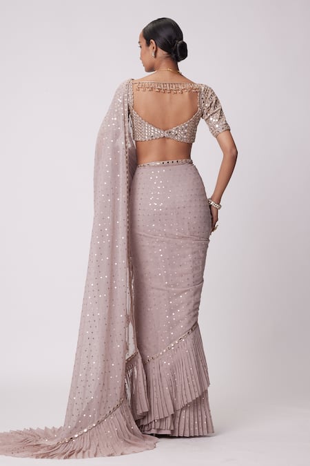 Vvani By Vani Vats Ruffle Embroidered Saree 