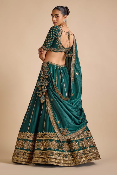 Prevasu Floral Sequin Zardozi Embroidered Lehenga Set 