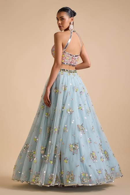 Prevasu Floral Cluster Sequin Embellished Lehenga Set 