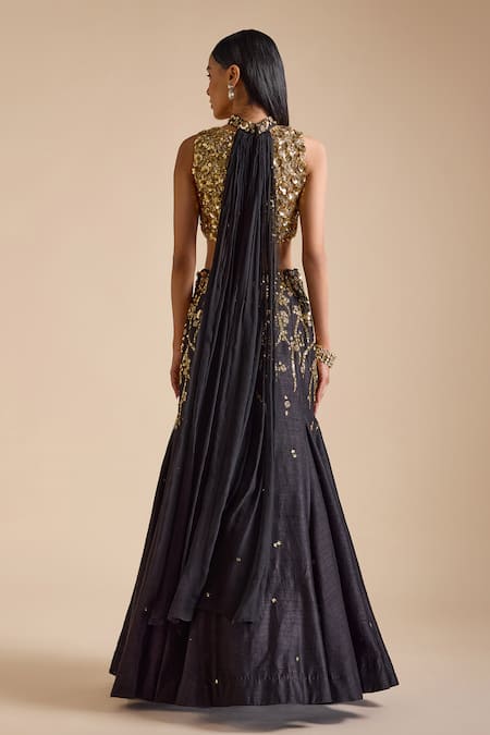 Prevasu Floral Vine Embroidered Mermaid Lehenga Set 