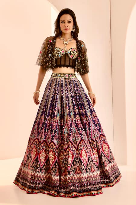 Rashika Sharma Floral Embroidered Cape Lehenga Set 