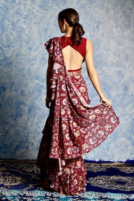 Rashika Sharma Nitara Printed Pre-Stitched Ruffle Saree With Blouse 