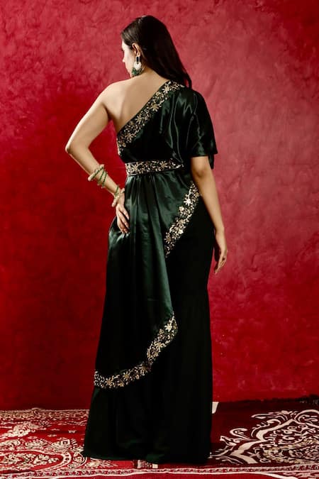 Rashika Sharma One Shoulder Embroidered Cape Flared Pant Set 