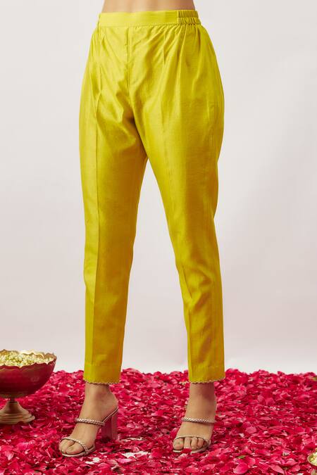 Shop_The Aarya_Green Organza Embroidery, Zari Collared Gohar Dori Ambrosia Kurta Pant Set _Online_at_Aza_Fashions