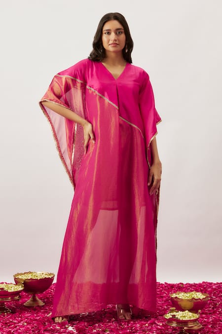 The Aarya Vanya Diagonal Zari Dori Lace Embroidered Kaftan 