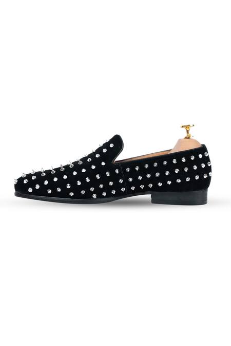 Buy Vantier Black D Bent Studded Slip-on Loafers Online at Aza Fashions Buy_Vantier_Black D Bent Studded Slip-on Loafers _Online_at_Aza_Fashions