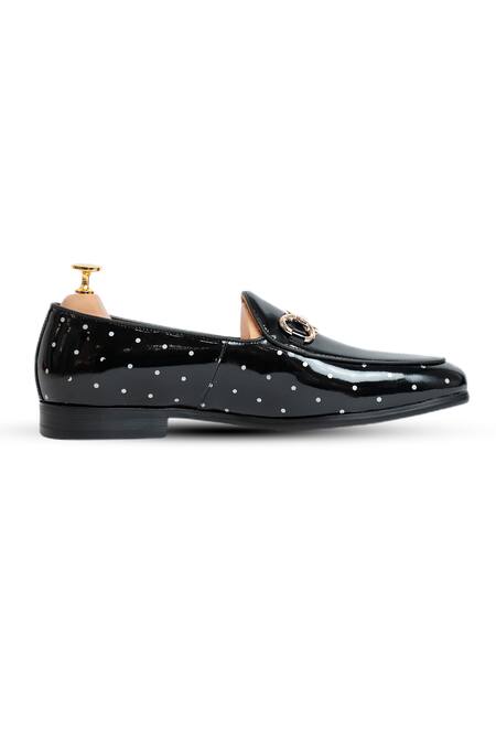 Vantier Black Embroidery Mikey Patent Slip-on Loafers Online at Aza Fashions Vantier_Black Embroidery Mikey Patent Slip-on Loafers _Online_at_Aza_Fashions