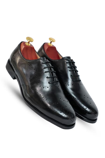 Vantier Black Brogue Mason Bruno Lace-up Shoes 