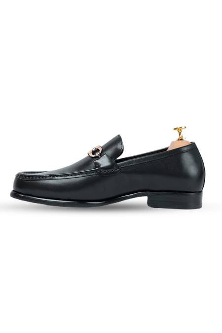 Vantier Black Buckles Ferra Leather Slip-on Loafers Online at Aza Fashions Vantier_Black Buckles Ferra Leather Slip-on Loafers _Online_at_Aza_Fashions