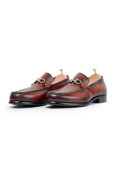 Vantier_Brown Ferra Horsebit Slip-on Loafers _Online_at_Aza_Fashions
