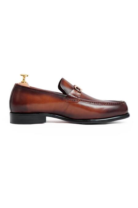 Buy_Vantier_Brown Ferra Horsebit Slip-on Loafers _Online_at_Aza_Fashions