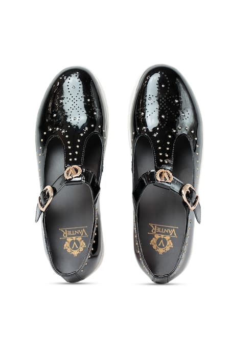 Shop Vantier Black Studs Carlos Patent Studded Sandals at Aza Fashions Shop_Vantier_Black Studs Carlos Patent Studded Sandals _at_Aza_Fashions